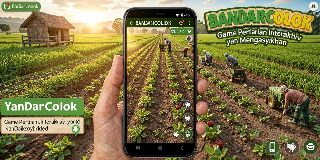 Screenshot yang menunjukkan gameplay menarik dan interaksi pertanian di BANDARCOLOK.