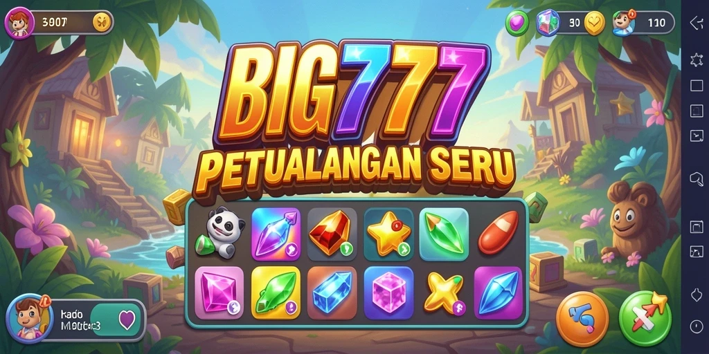Tampilan gameplay seru dari BIG777 dengan permata berwarna.