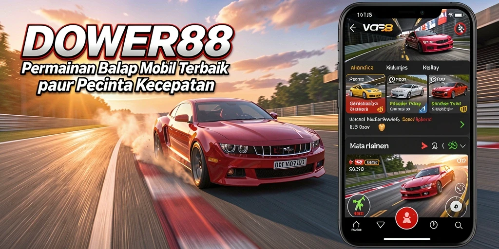 Screenshot gameplay DOWER88 menampilkan aksi balapan yang intens dan mendebarkan.