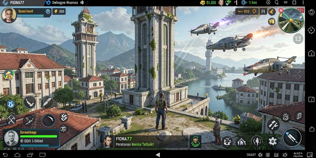 Screenshot FIONA77 menampilkan aksi pertahanan menara yang mendebarkan.