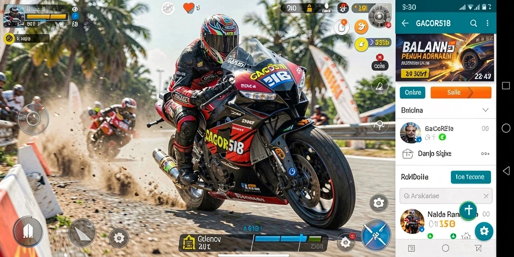 Gameplay seru dan mendebarkan GACOR518 dalam balapan motor.