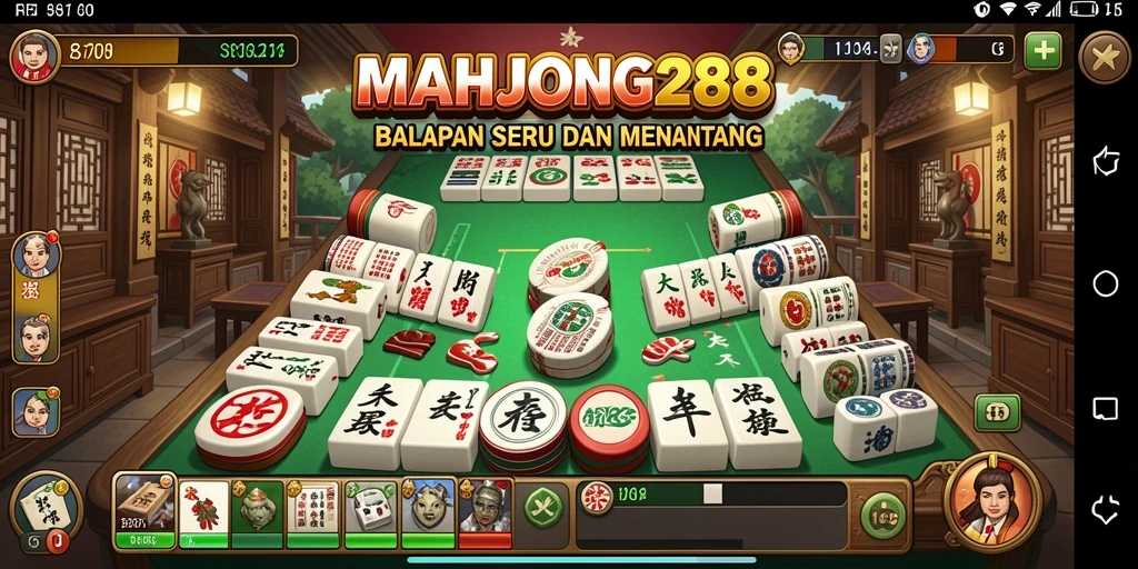 Screenshot gameplay utama MAHJONG288 dengan aksi balapan yang mendebarkan.