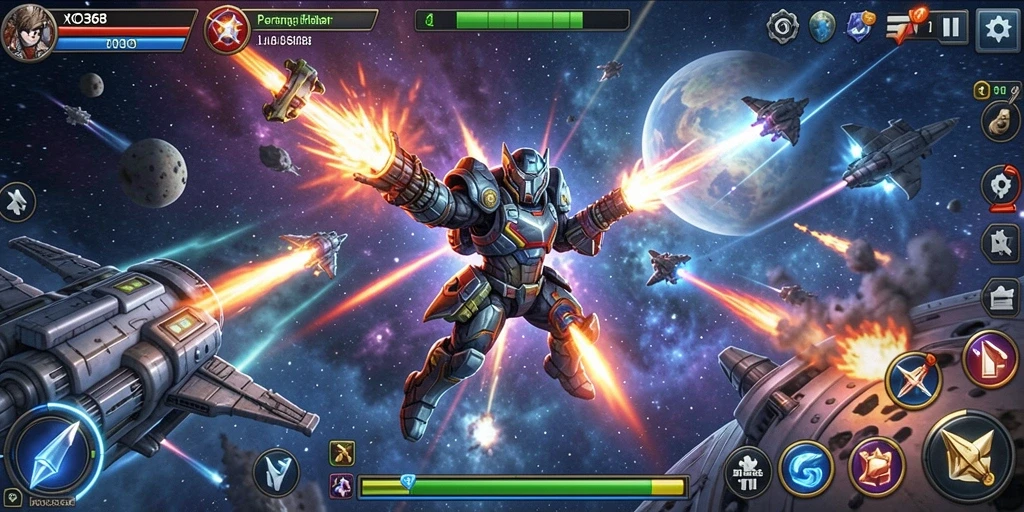 Gameplay XO368 menampilkan pertarungan karakter dengan efek visual yang memukau.